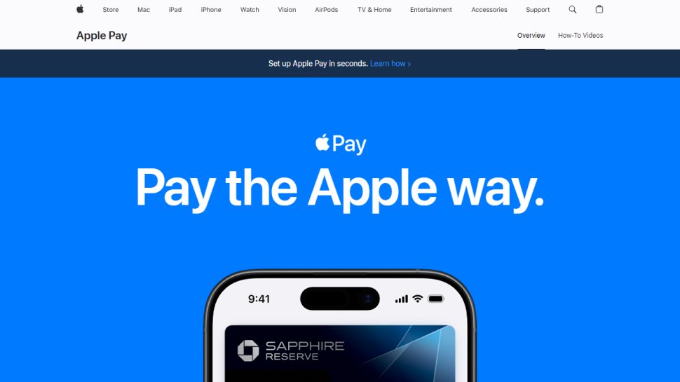 Website screenshot of Apple Pay (February, 2026)