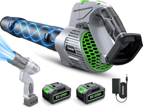 Comchoi Electric Leaf Blower Cordless, 680 Cfm 5 Speed Mode, 2 Batteries &amp;amp; Charger, Handheld Leaf Blowers for Lawn Care, Portable Lightweight Grass Blower for Yard, Patio &amp;amp; Outdoor Use