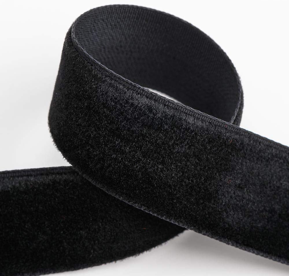 Italian Options Velvet Ribbon, Luxury, Single-Face Velvet Ribbon for Crafting, Christmas, Bows, Hair, Cakes, Weddings, Ornaments, Gift Wrapping, Flowers, 25mm X 10 Metre Roll, Black