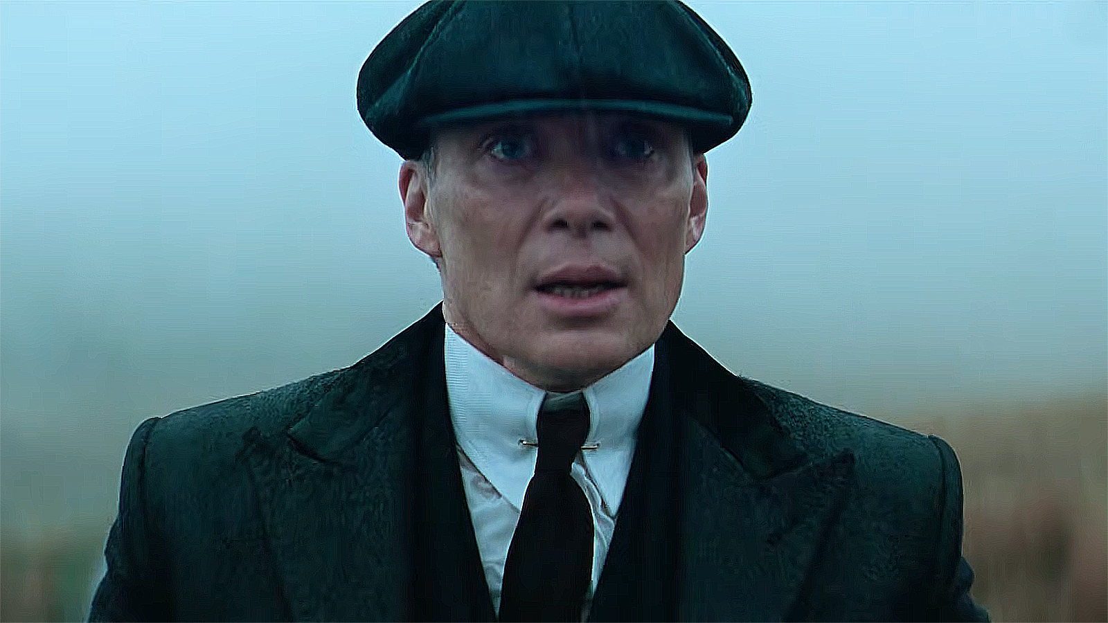 Thomas Shelby looking worried as something happens off-camera in Peaky Blinder: The Immortal Man