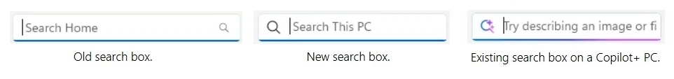 File Explorer new search icons