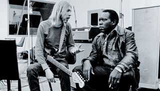 American guitarist Duane Allman (1946 - 1971) with American saxophonist King Curtis (1934 - 1971) during a recording session of Aretha Franklin's studio album 'This Girl's in Love with You' at Atlantic Studios, New York City, US, 10th January 1969.