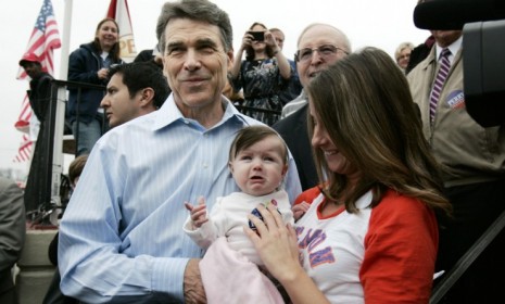 Rick Perry during a campaign stop in Spartanburg, S.C.: On Friday, the Texas governor (again) tried to name the three federal agencies he'd cut as president, and again muffed it.