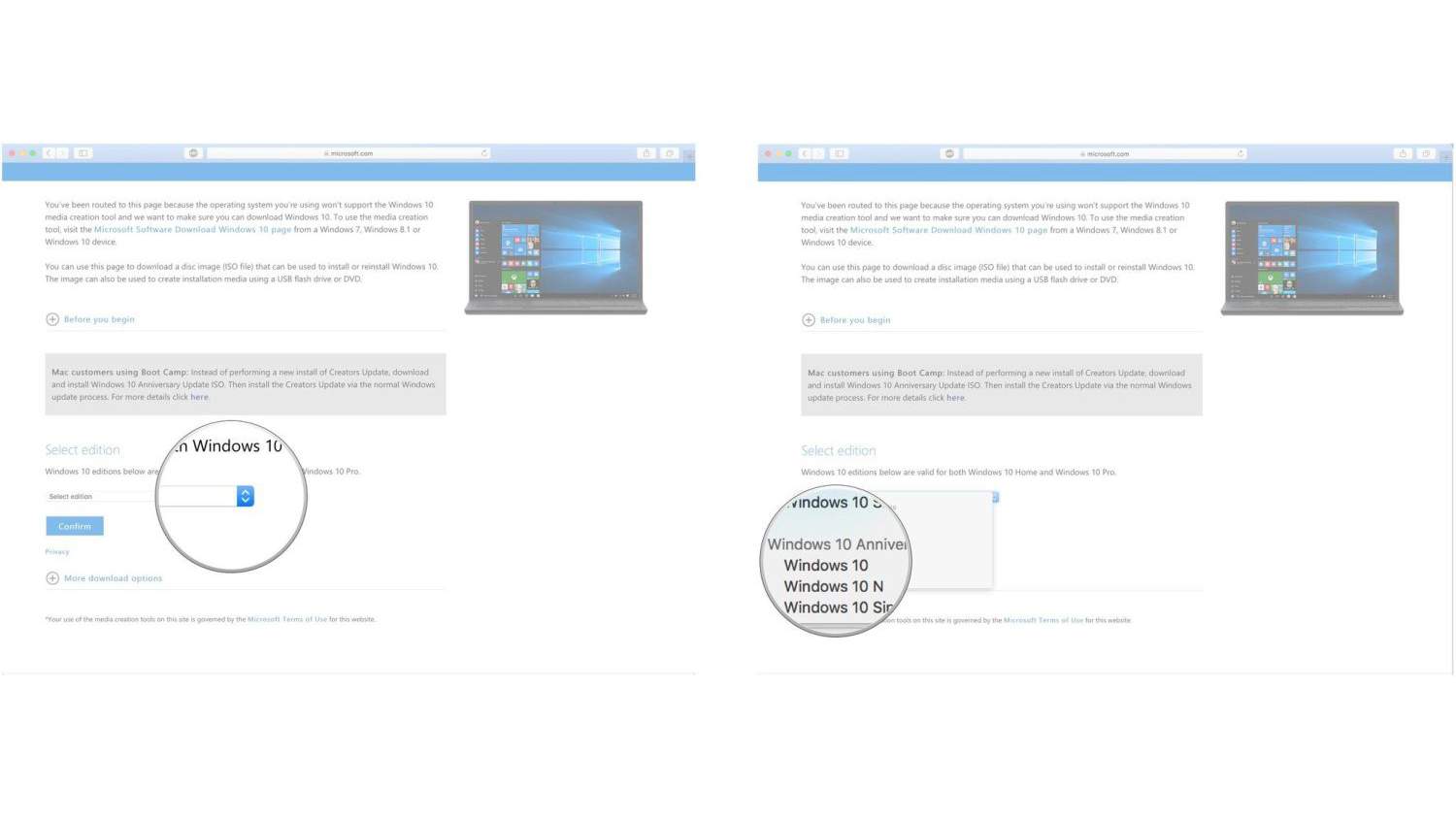 A screenshot showing how to install Windows on Mac
