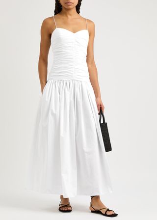 Draped Dress in White