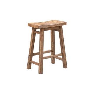 Boraam Sonoma Counter Height Backless Saddle Wood Kitchen Counter Stool, Barnwood Wire-Brush Finish