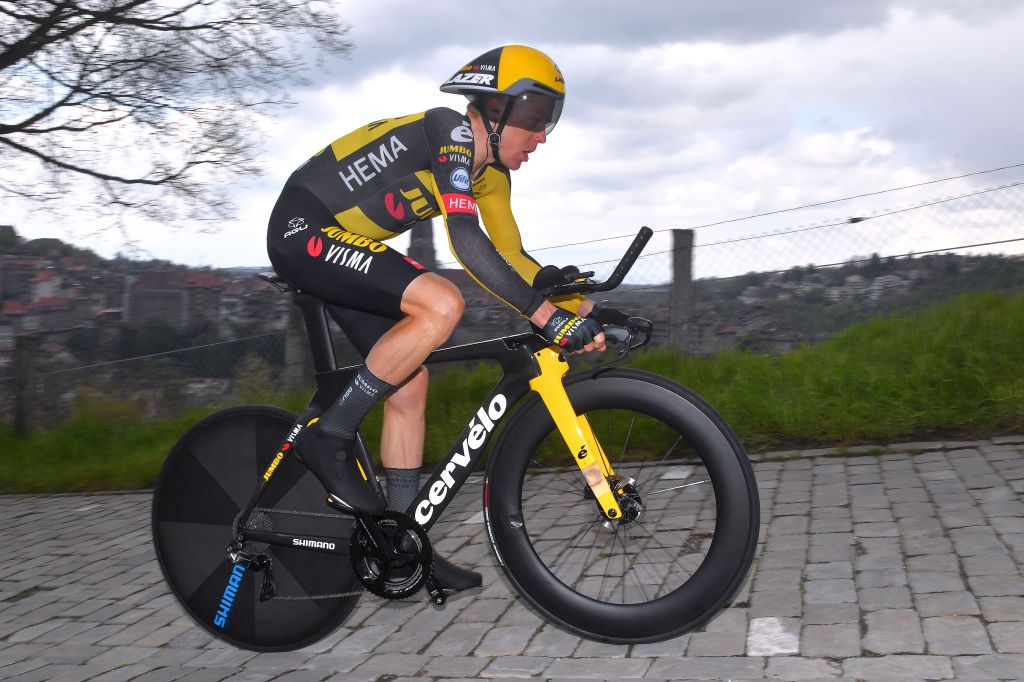 FRIBOURG SWITZERLAND MAY 02 Steven Kruijswijk of Netherlands and Team Jumbo Visma during the 74th Tour De Romandie 2021 Stage 5 a 1619km Individual Time Trial stage from Fribourg to Fribourg 614m ITT TDR2021 TDRnonstop UCIworldtour on May 02 2021 in Fribourg Switzerland Photo by Luc ClaessenGetty Images