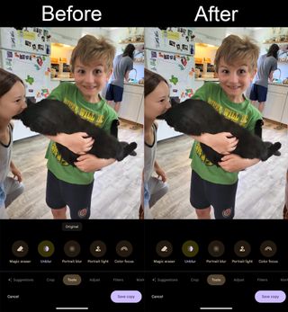 Using Google's Photo Unblur feature on the Pixel 7 to clean up an old photo