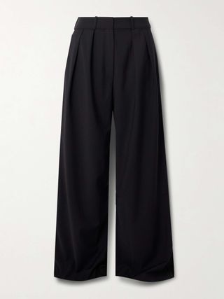 Ripley Pleated Grain De Poudre Wide-Leg Pants