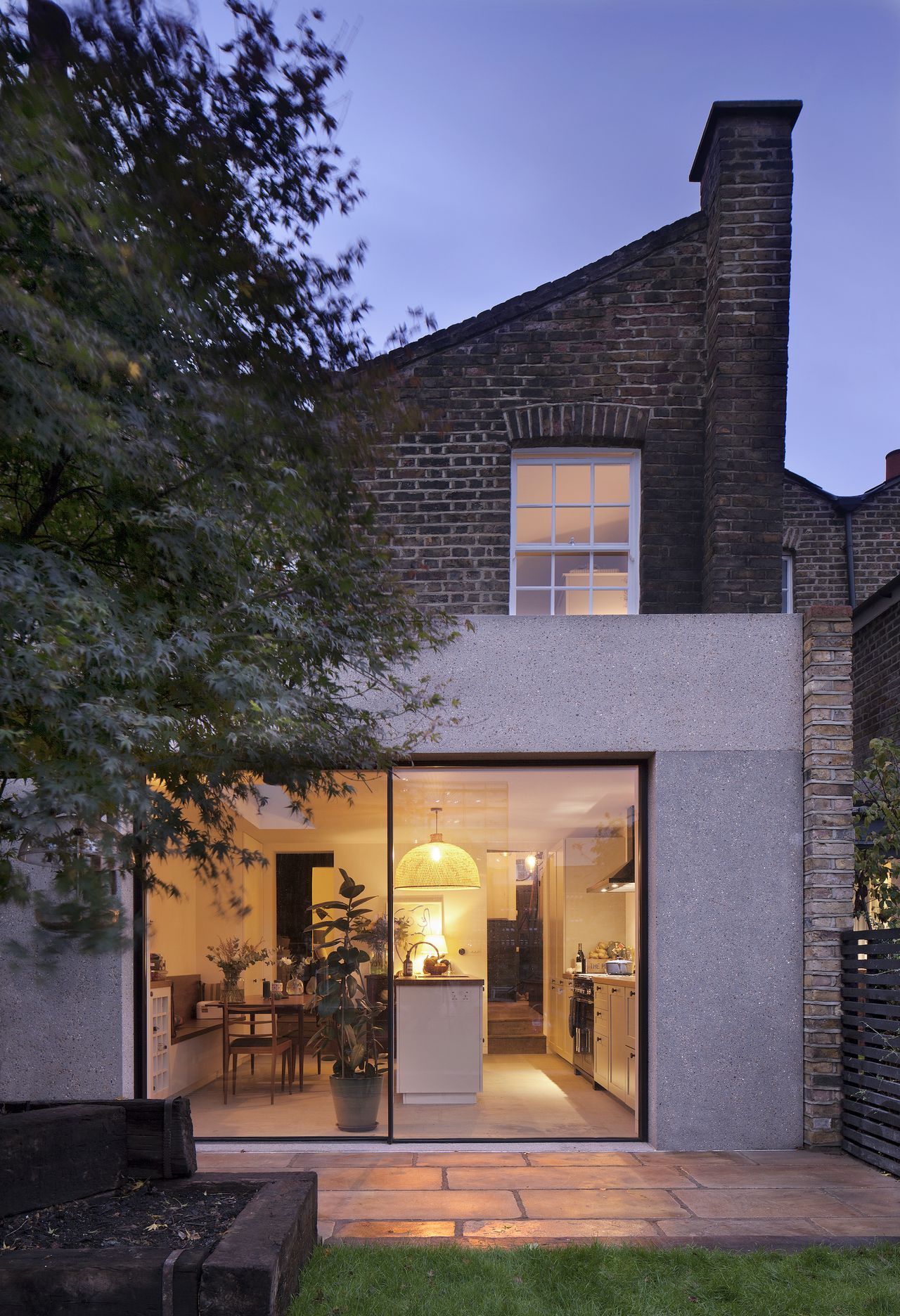 terrace house extension with sliding doors
