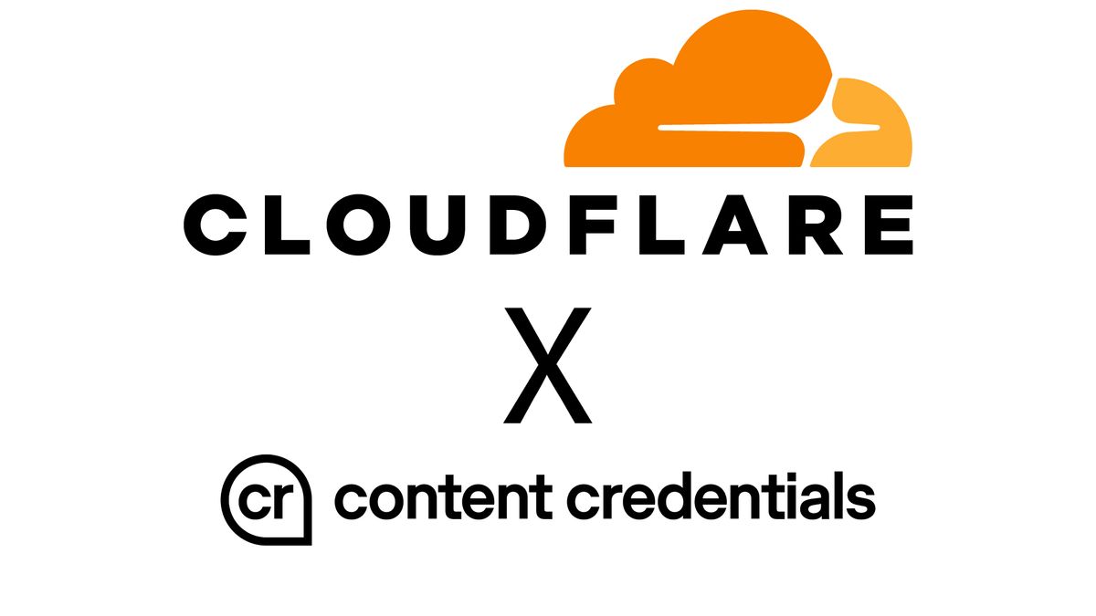 Cloudflare and Content Credentials logo against a white backdrop