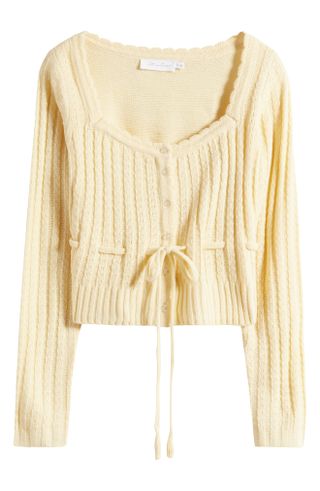 Drawstring Square Neck Cardigan