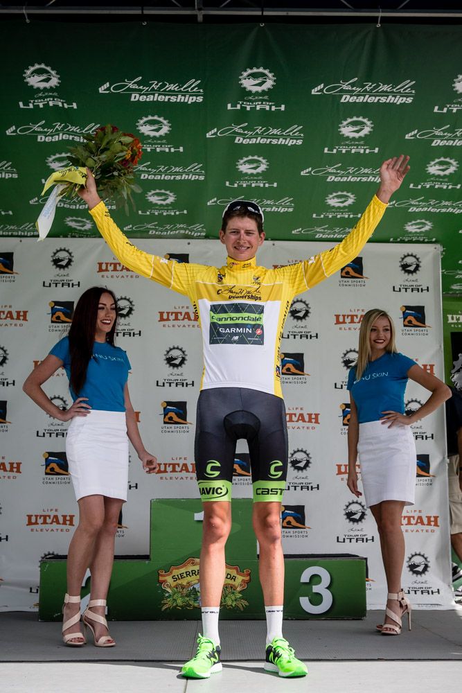 Joe Dombrowski (Cannondale) takes the yellow jersey.