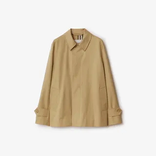 Short Gabardine Car Coat in Flax - Women, Cotton | Burberry® Official