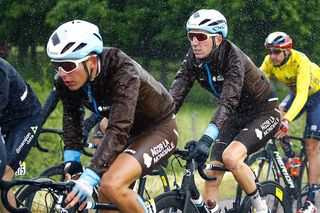 AG2R La Mondiale's Romain Bardet grits his teeth in the rain on stage 3 of the 2019 Criterium du Dauphine