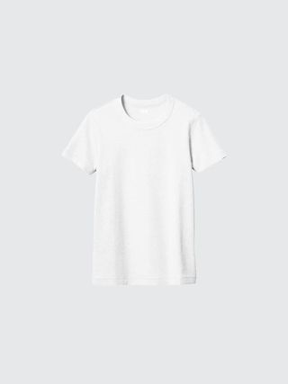 A picture of a top from Uniqlo, one of the best white t-shirts.