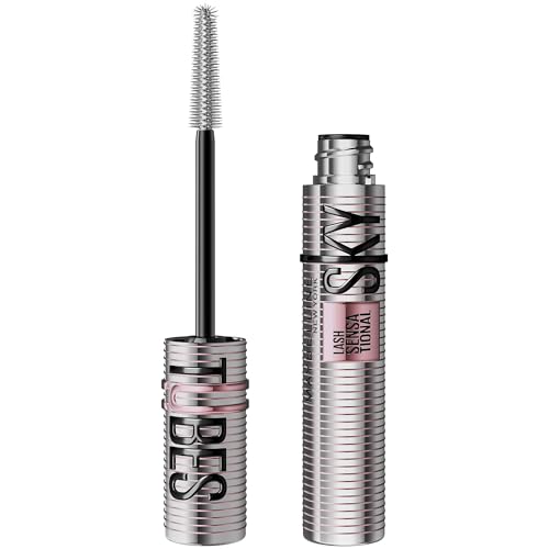 Maybelline Tubing Mascara Black, Lash Sensational Sky High Tubes, Lengthening Mascara for Extension-Like Length, 24h Smudge-Proof, Washable, Vegan Formula for Sensitive Eyes, Very Black