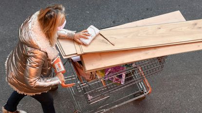 Woman buys materials 