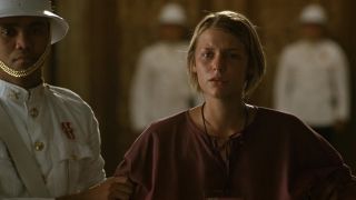 Claire Danes looking concerned in Brokedown Palace