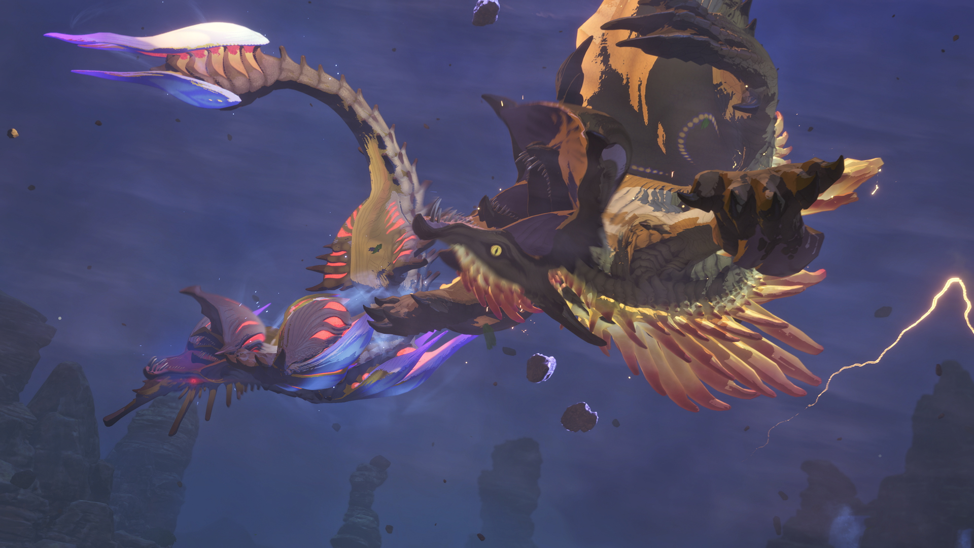 Promotional screenshot of Ibushi and Narwa in Monster Hunter Stories 3: Twisted Reflection