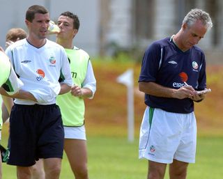 Roy Keane and Mick McCarthy during the training camp in Saipan
