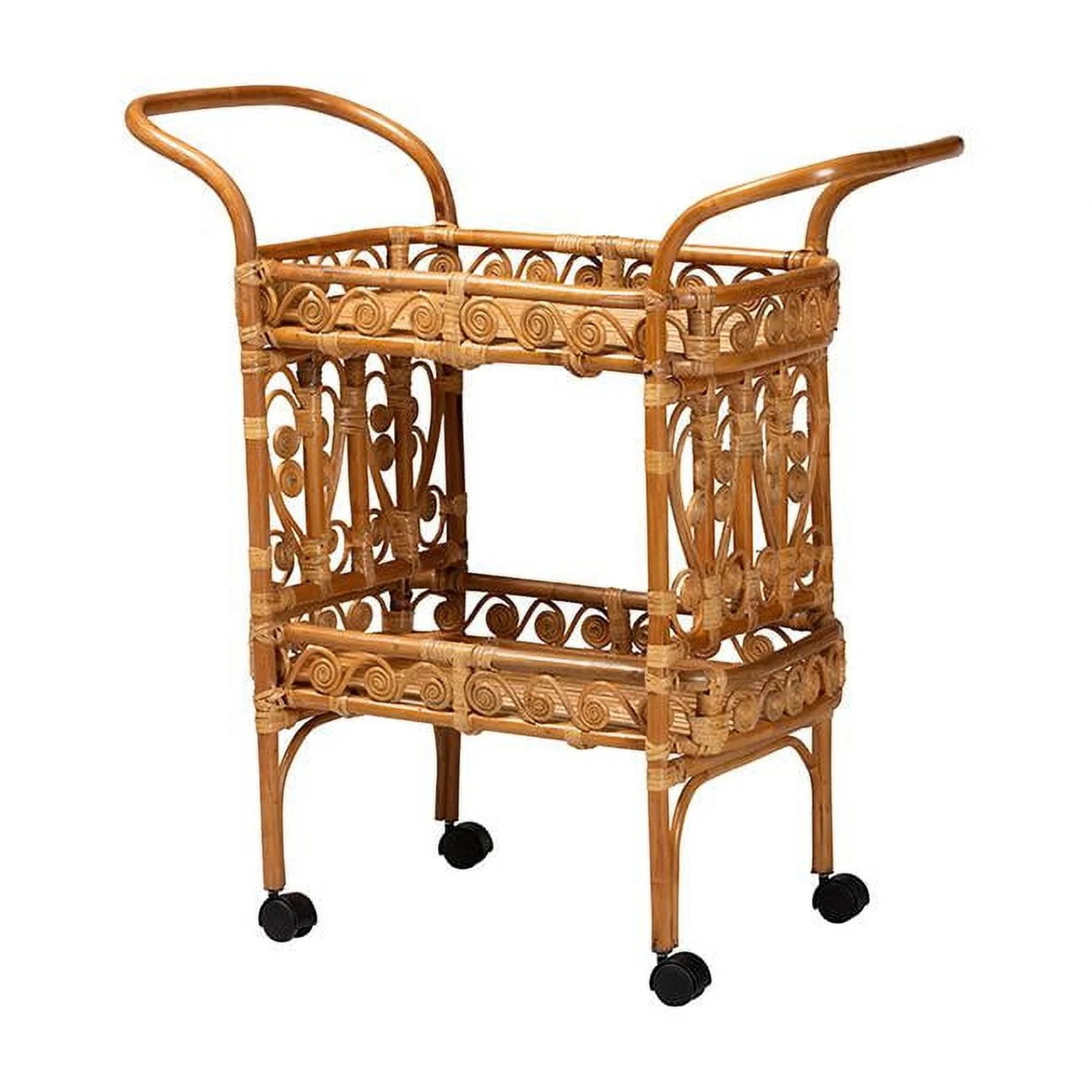 Rattan bar cart