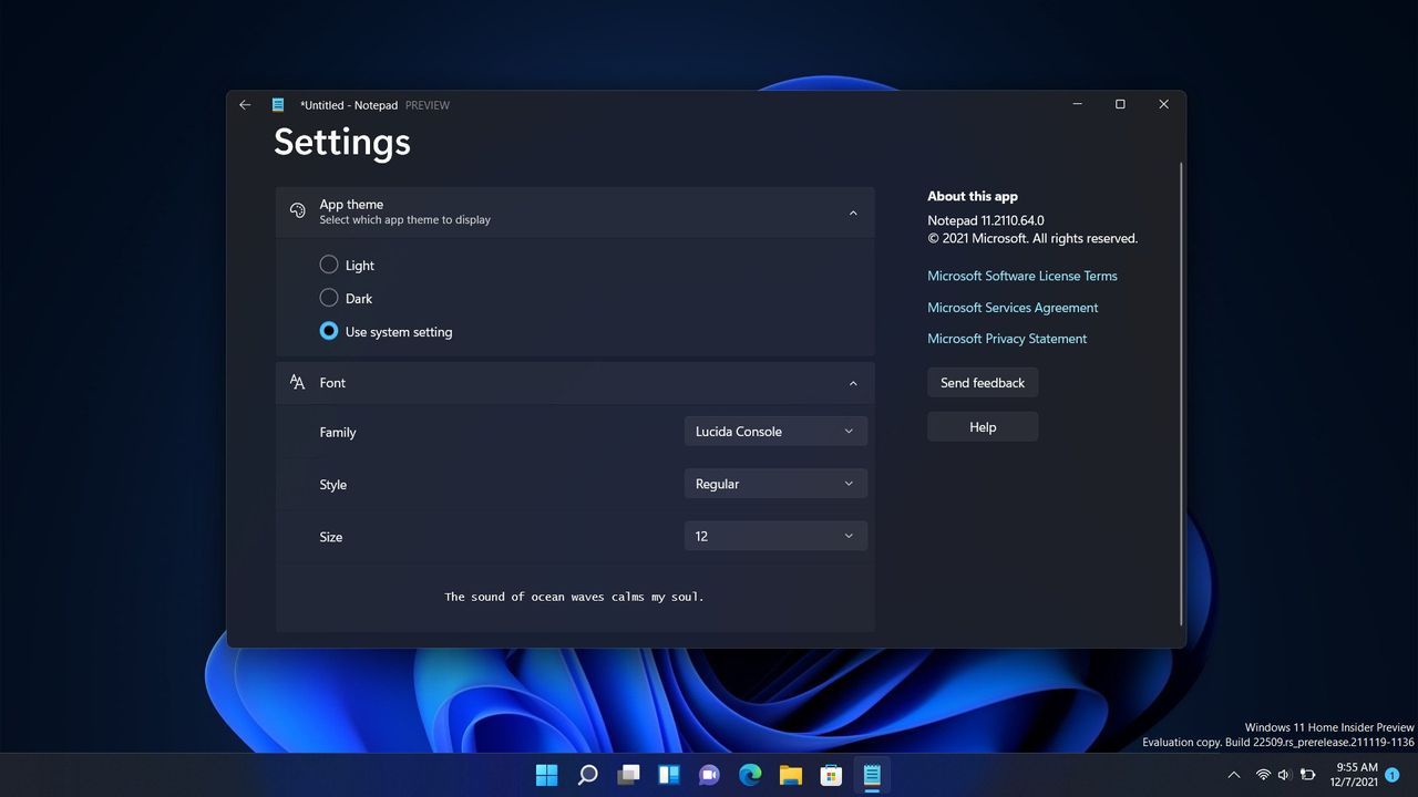 Notepad Windows 11 Settings