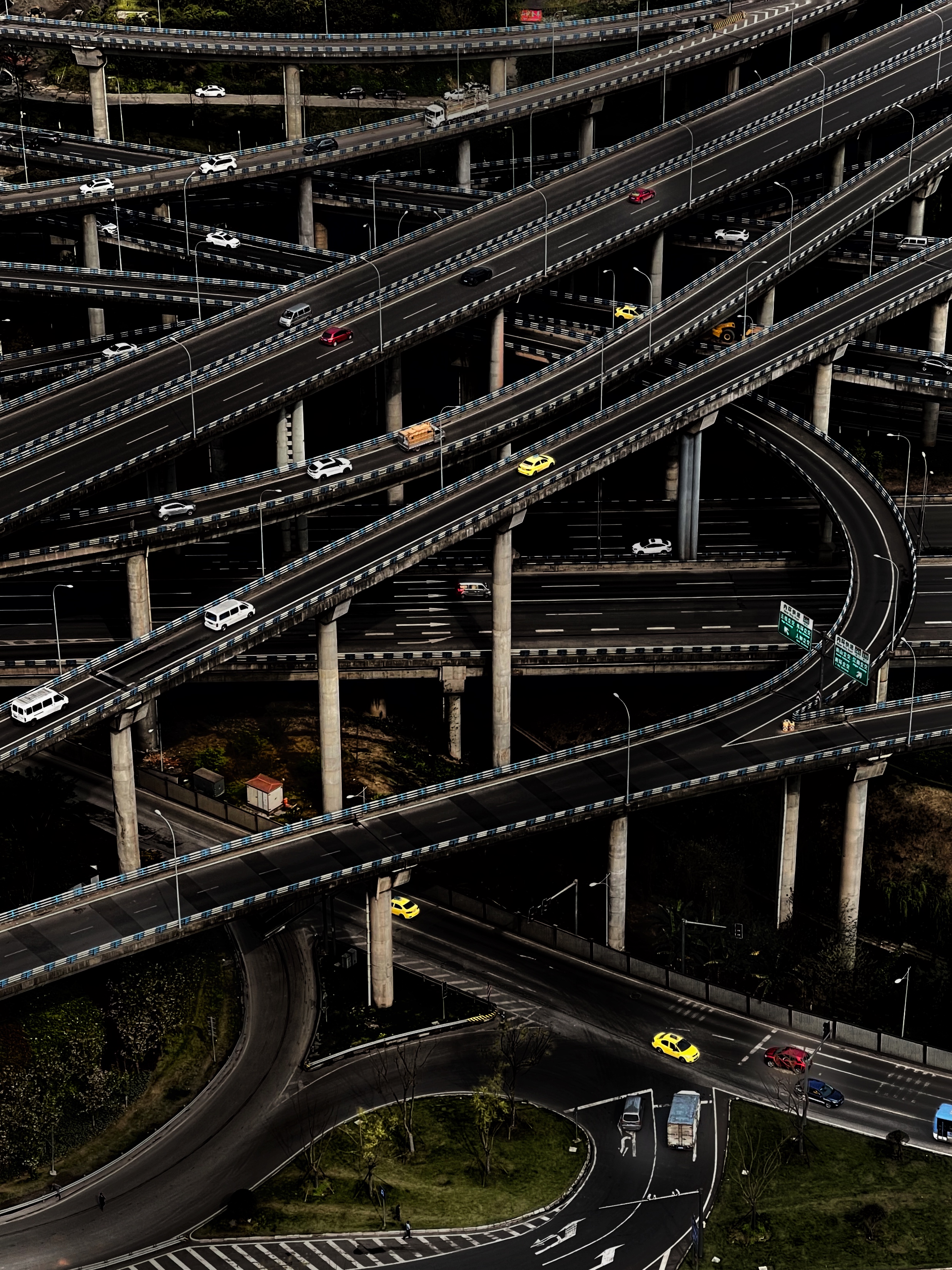 An aerial view of a large motorway junction