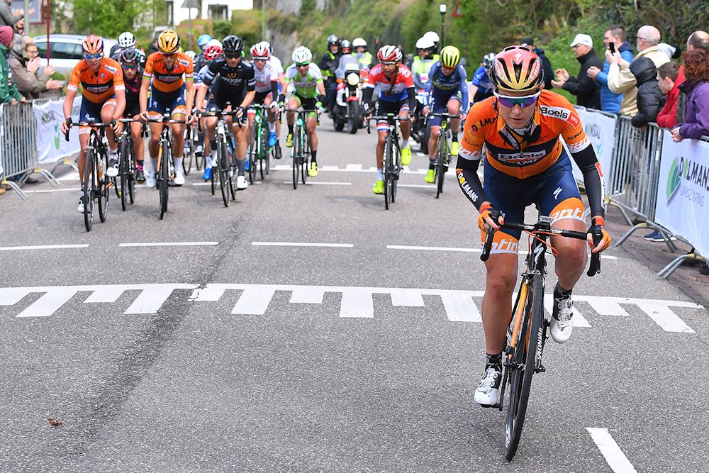 Amy Pieters on the attack at Amstel Gold