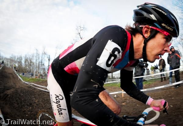 Chris Jones (Rapha Focus) riding the whoops in third postion