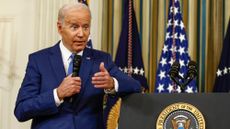 Joe Biden takes questions from reporters at the White House