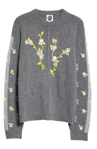 Daisy Embroidered Pointelle Lambswool Sweater