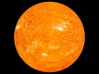This is the first complete image of the solar far side, the half of the sun invisible from Earth. Captured on June 1, 2011, the composite image was assembled from NASA's two Solar TErrestrial RElations Observatory (STEREO) spacecraft. STEREO-Ahead's data
