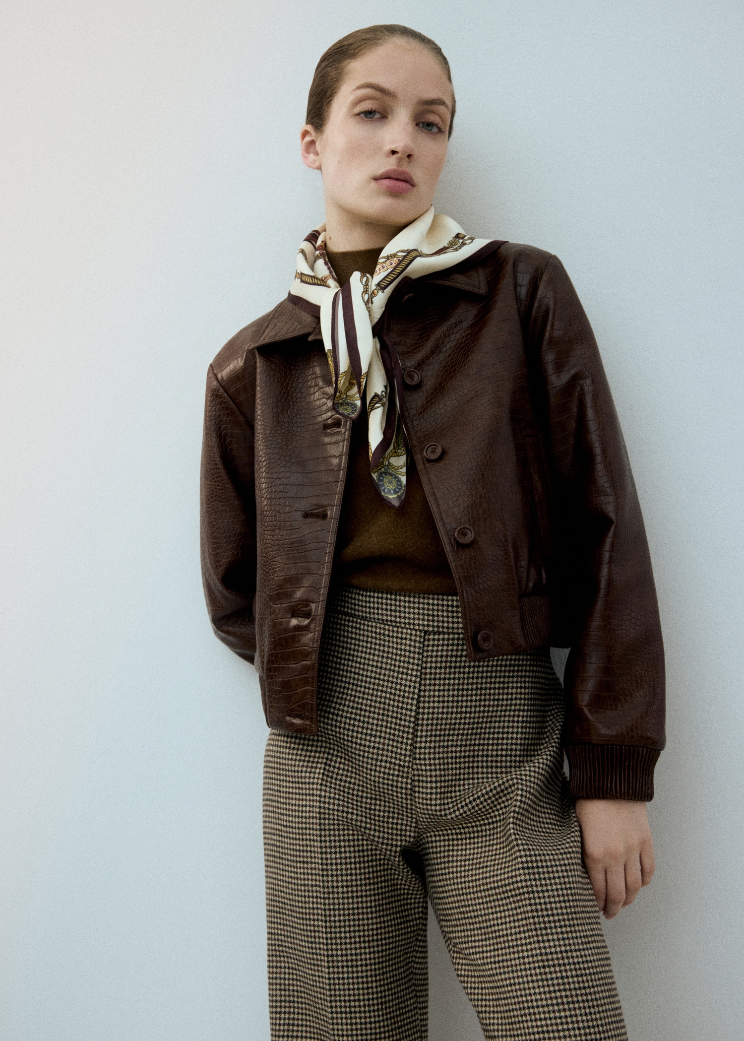 Houndstooth Wool-Blend Trousers - Women | Mango United Kingdom