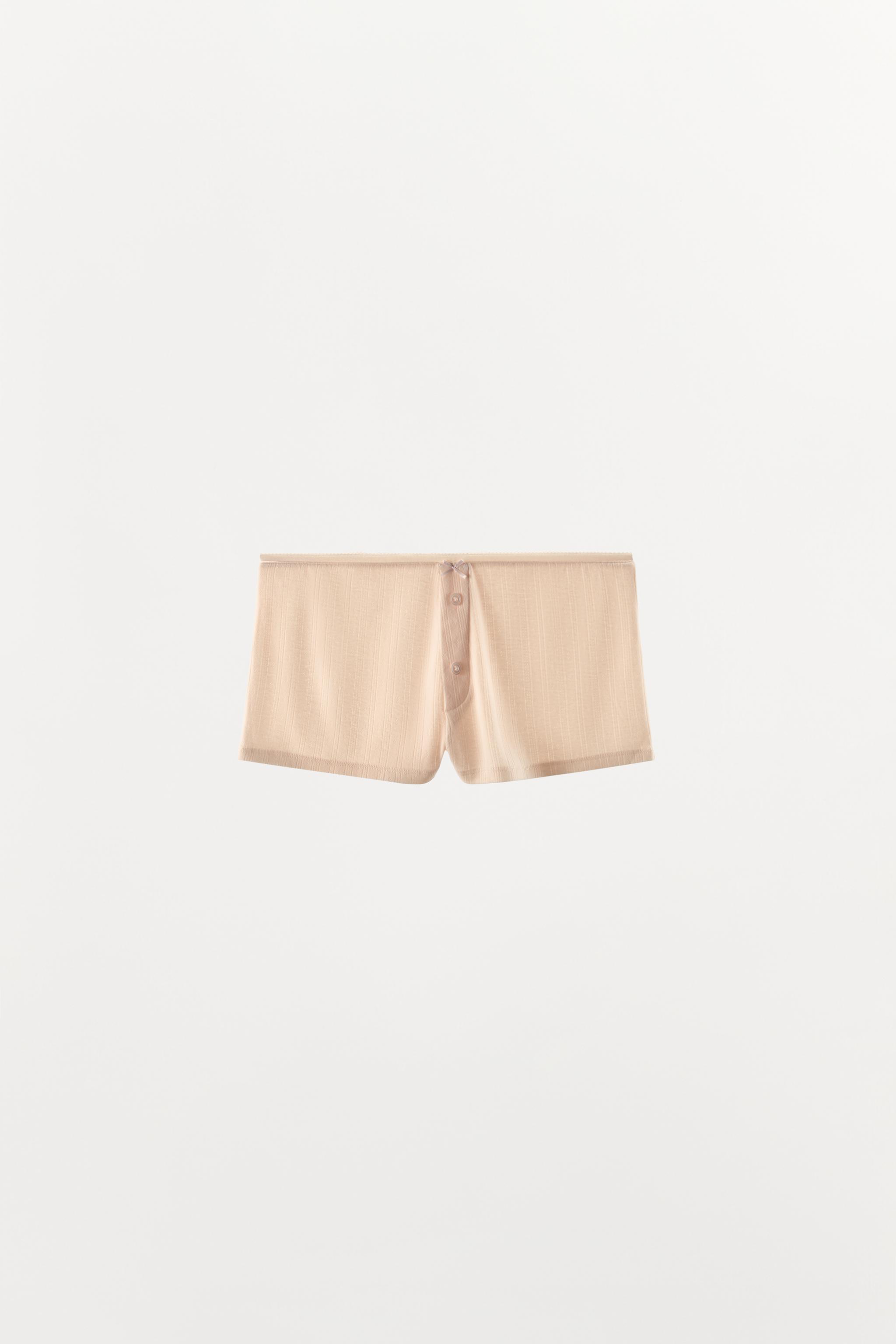Pointelle Bow Button Shorts