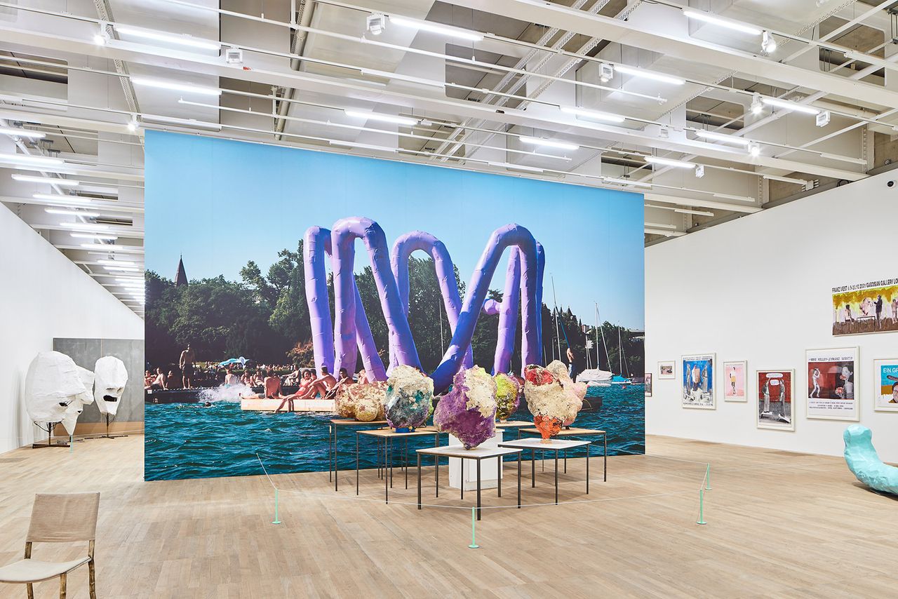 Installation view of the first posthumous UK retrospective of Franz West at Tate Modern