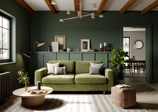 A green toned living room