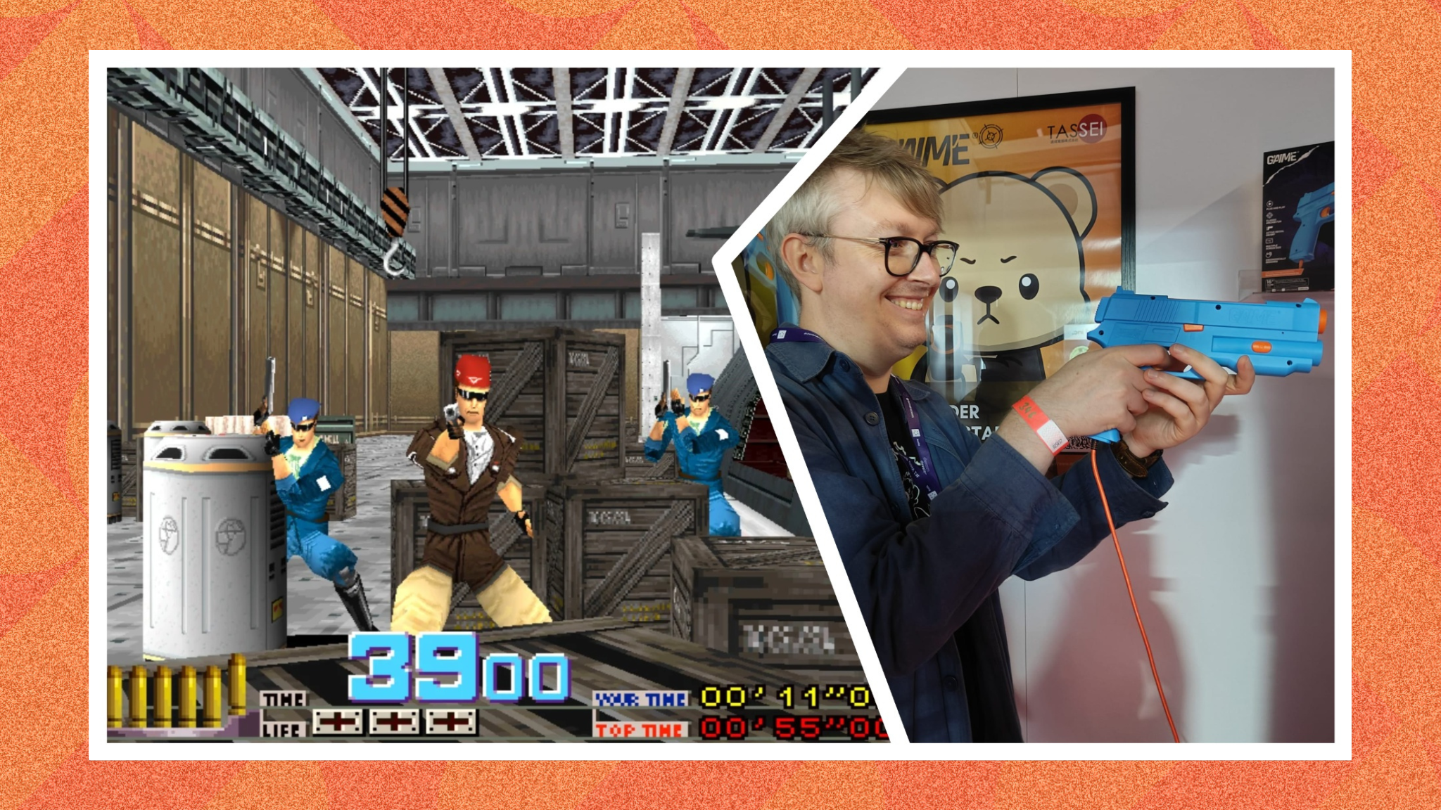 Time Crisis being played with a lightgun