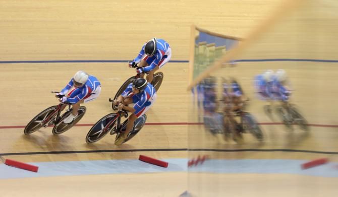 Russia's three remaining riders in the men's team pursuit