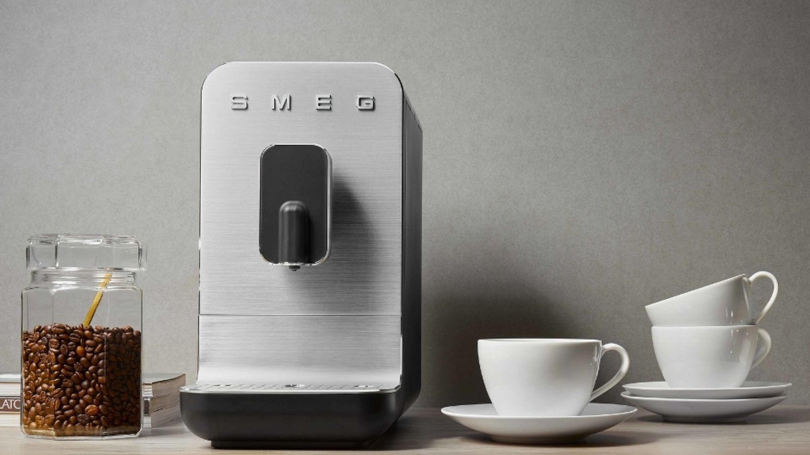 SMEG Fully Automatic Coffee Machine with Steamer | Taupe