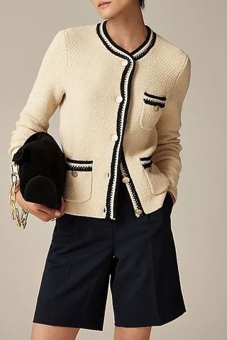 Contrast-Trim Cardigan Sweater