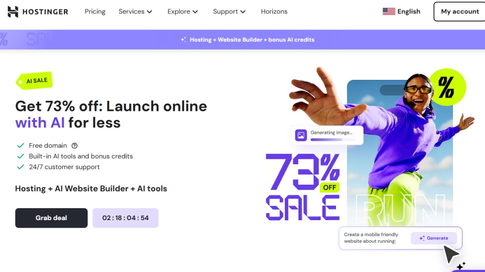 Website screenshot of Hostinger (July, 2025)