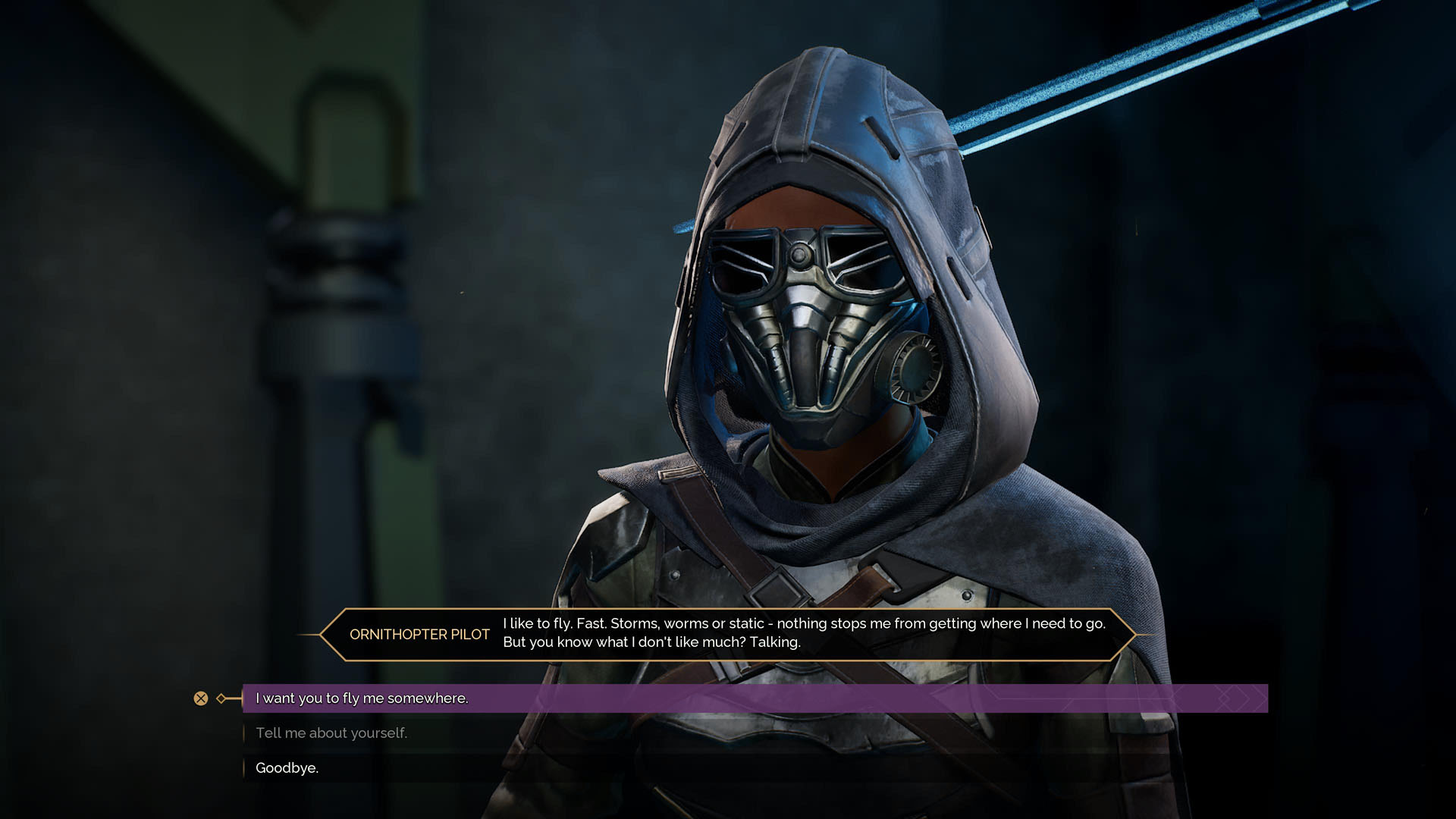 Speaking with an Ornithopter pilot in Dune Awakening on PS5