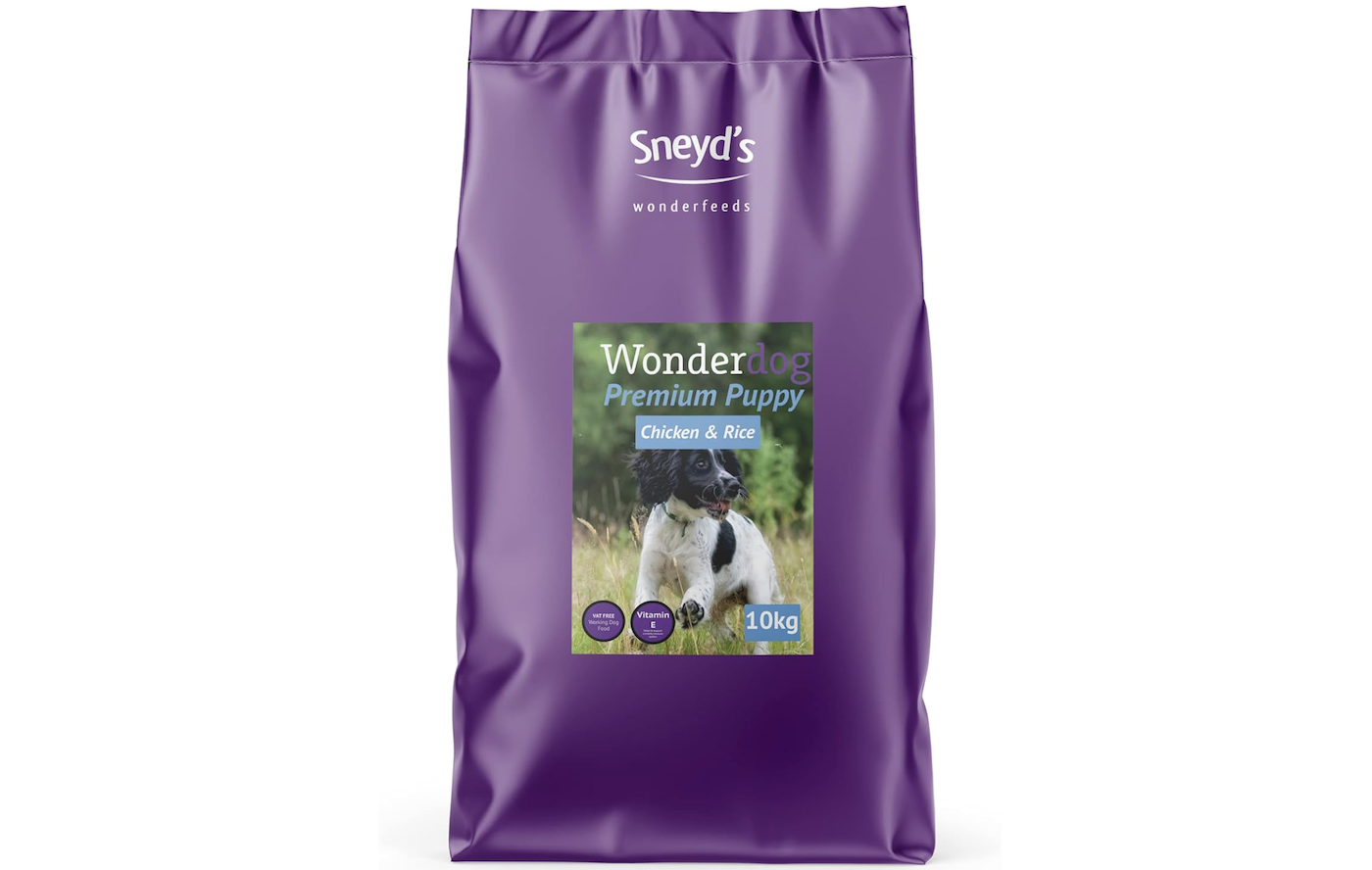 Purple bag of Wonderdog puppy food