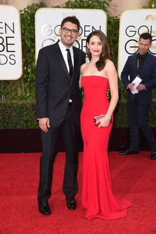 Emmy Rossum and Sam Esmail at the Golden Globes 2016