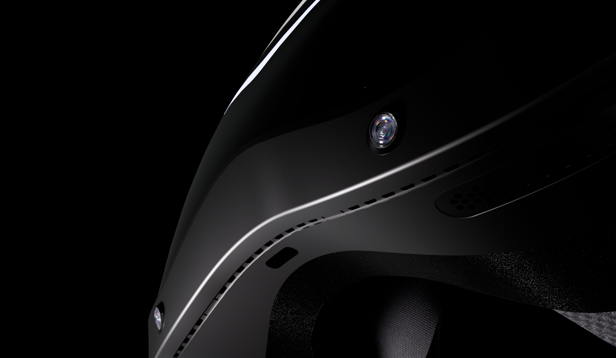 Pimax's new VR headset, the Crystal Pro, on a black background.