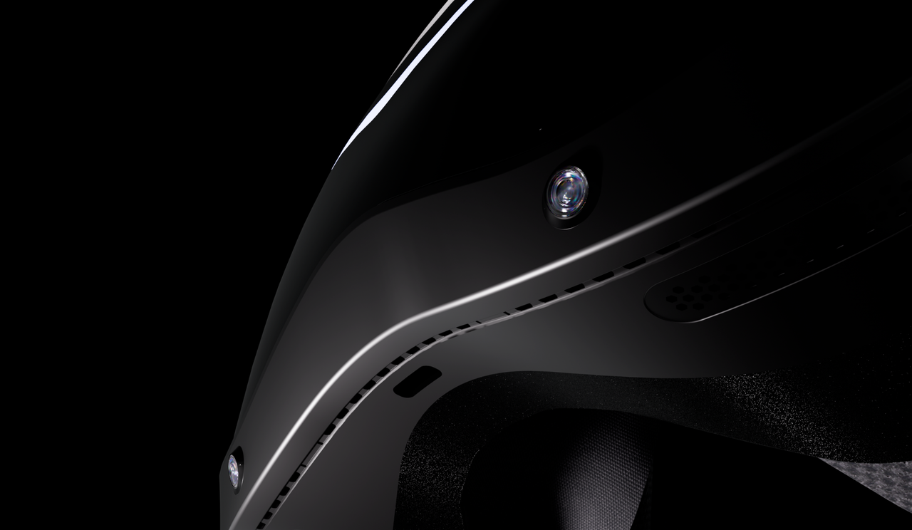 Pimax's new VR headset, the Crystal Pro, on a black background.
