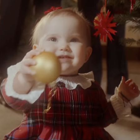 Princess Ines holding a Christmas ornament; the grandkids of the Swedish royal family