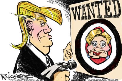 Political cartoon U.S. Hillary Clinton Donald Trump target 2016 election presidency