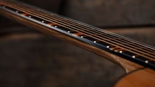 Side profile of an acoustic guitar neck